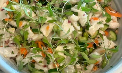 Softshell crab and Hokkaido scallop ceviche