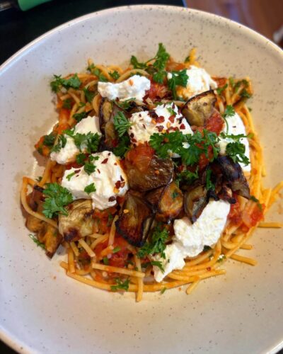 Air fried Sicilian eggplant