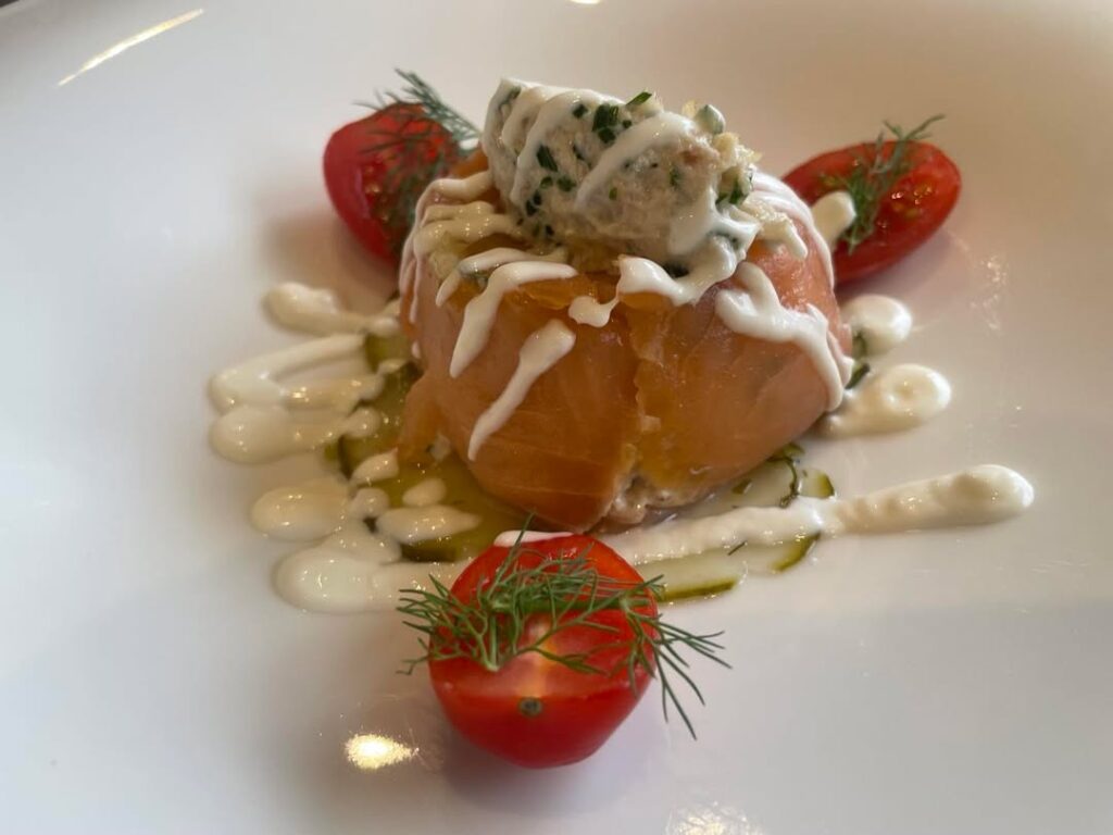 Smoked salmon & crab parcel