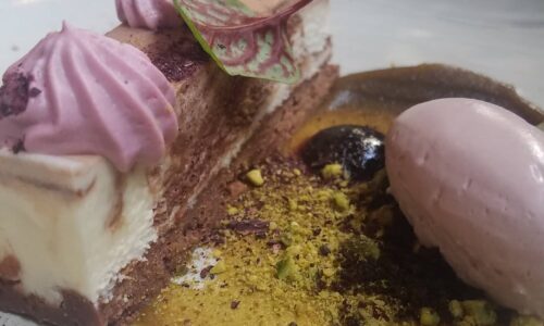 Black & white chocolate mousse + hibiscus
