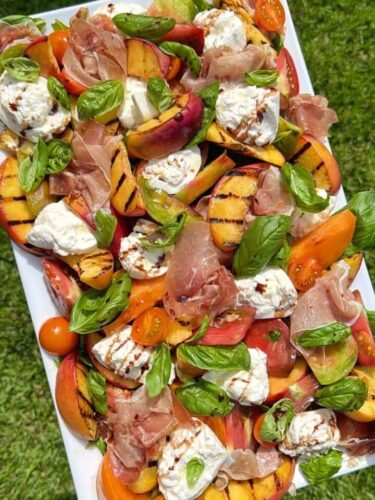 Grilled Peach + Heirloom Tomato Salad