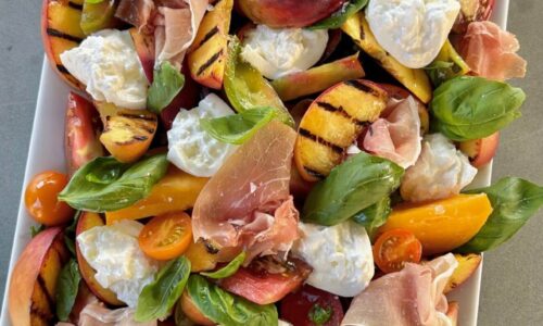 Grilled Peach + Heirloom Tomato Salad